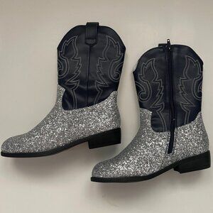 Silver Glitter Cowboy Boots